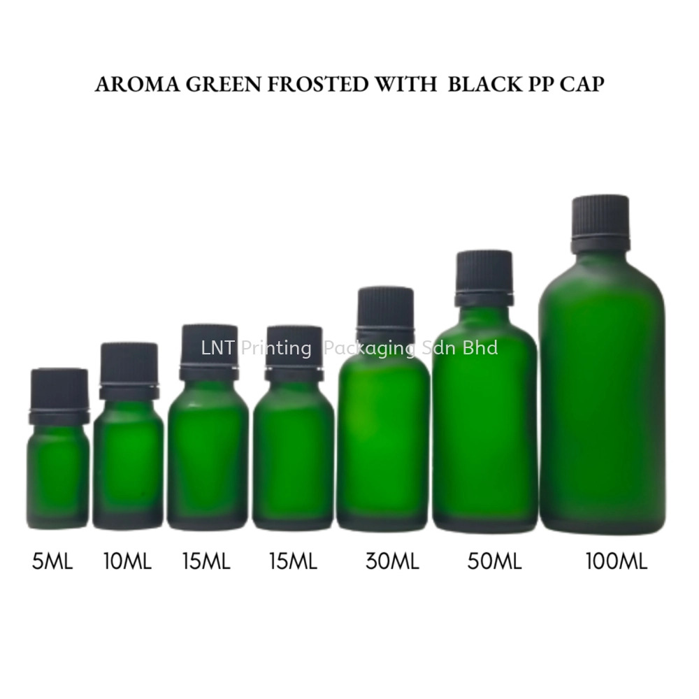 Aroma Green Frosted Bottle with PP Black Cap