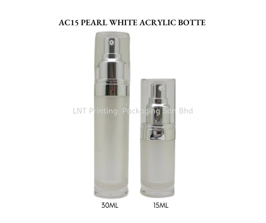 [Acrylic Bottle] AC15 PEARL WHITE ACRYLIC BOTTLE + SILVER LOTION PUMP