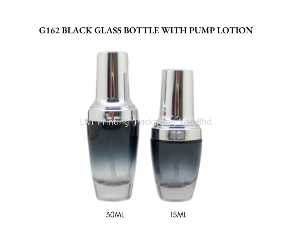 G162/15@30Ml-LP. 15-30ml Black Glass Bottle With Lotion Pump