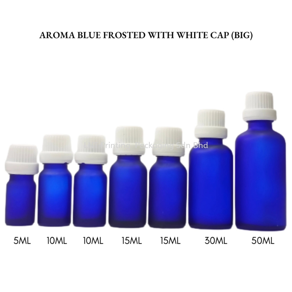 Aroma Blue Frosted Bottle with White Cap (BIG)