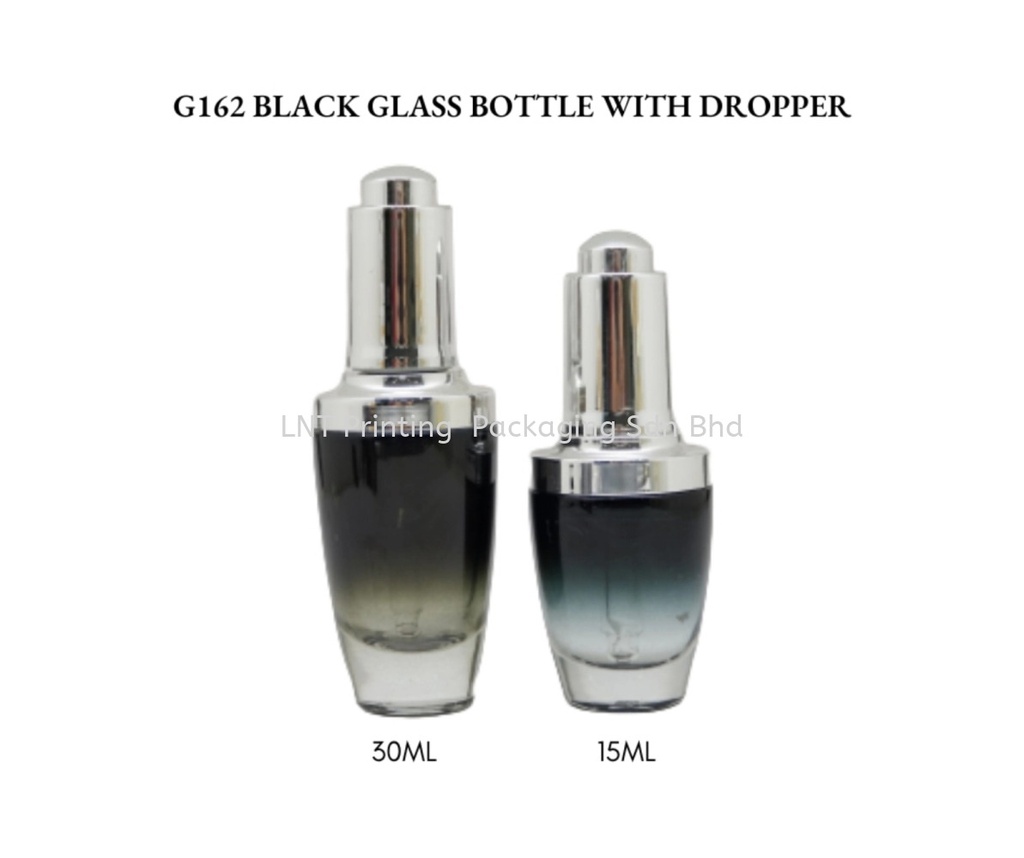 G162/15@30Bk-DP. 15-30ml Black Glass Bottle With Dropper