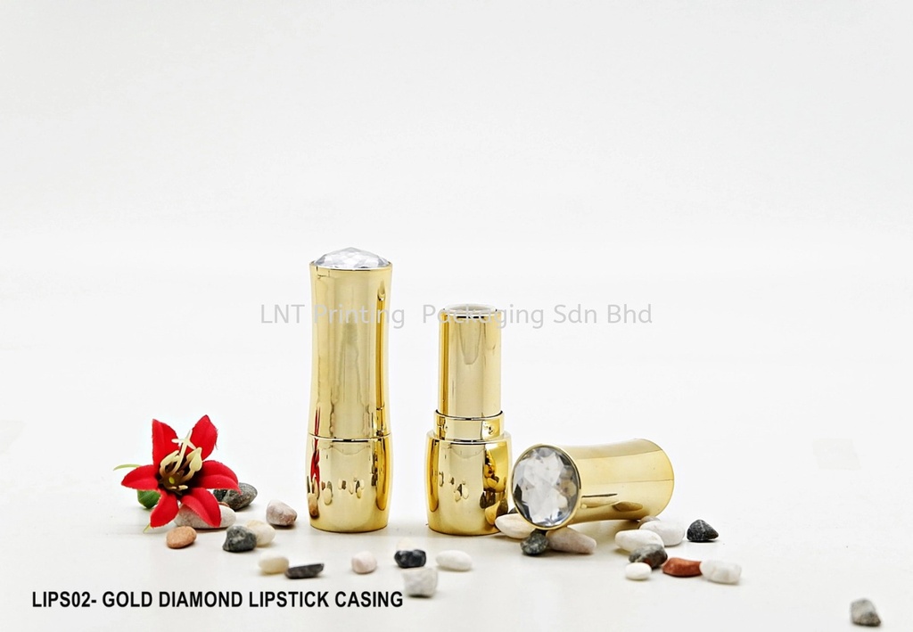 [Cosmetic Casing] LIPS02- GOLD + DIAMOND LIPSTICK CASING