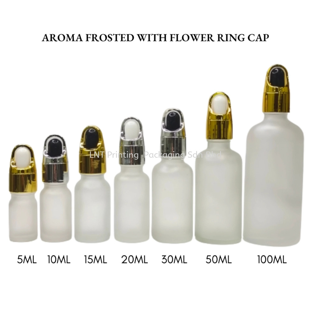 Aroma Frosted Bottle with Flower Ring Cap