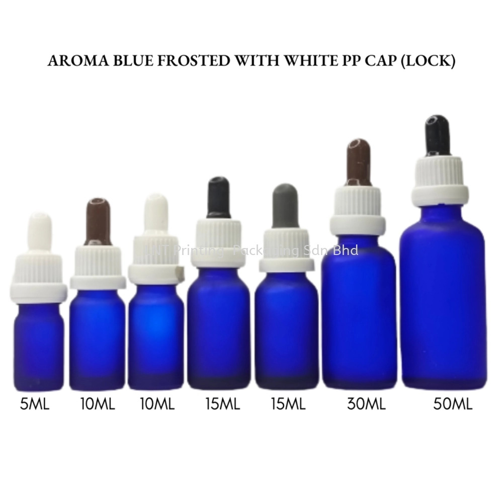 [Aroma Blue Frosted] Aroma Blue Frosted Bottle with White PP Cap (LOCK)