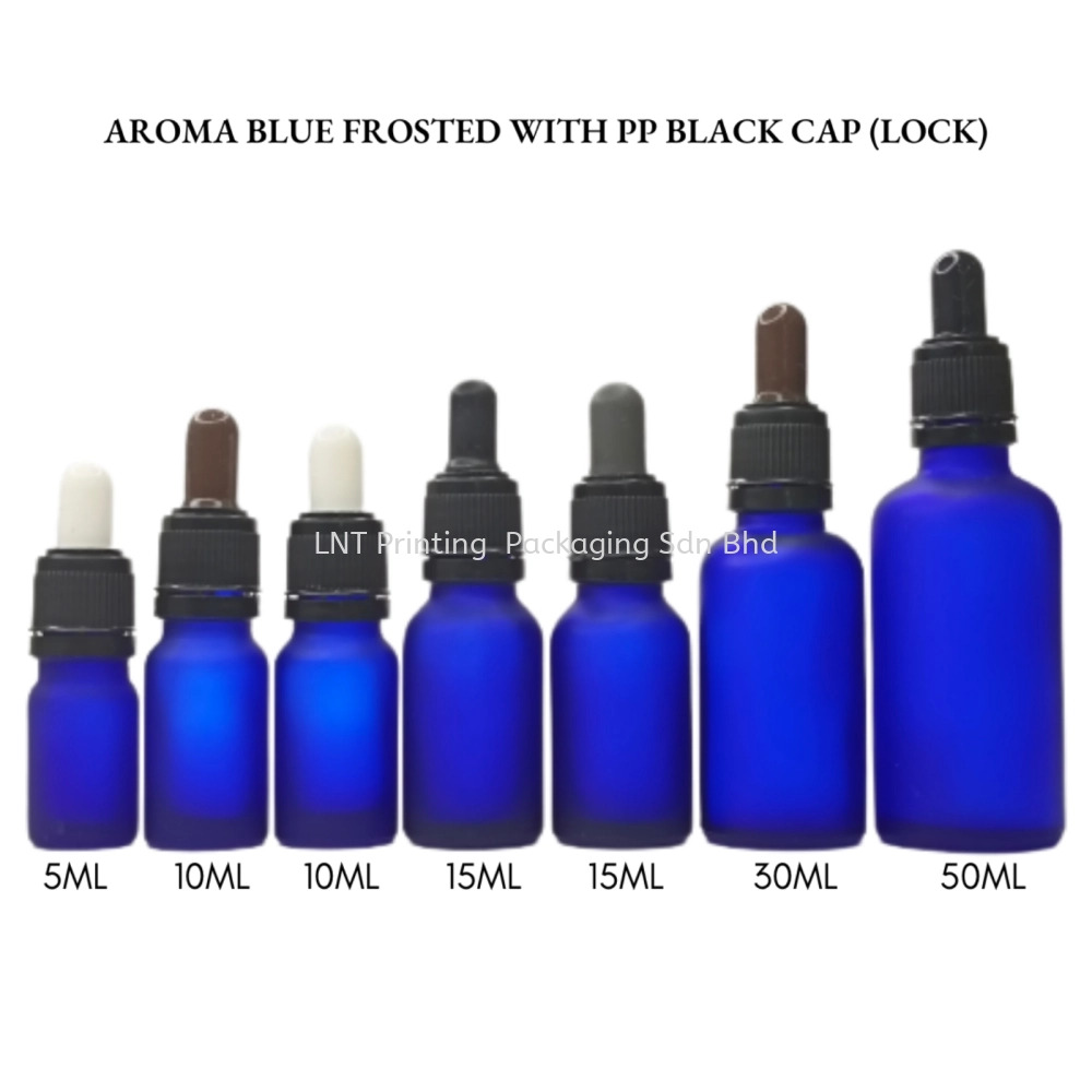 [Aroma Blue Frosted] Aroma Blue Frosted Bottle with PP Black Cap (LOCK)