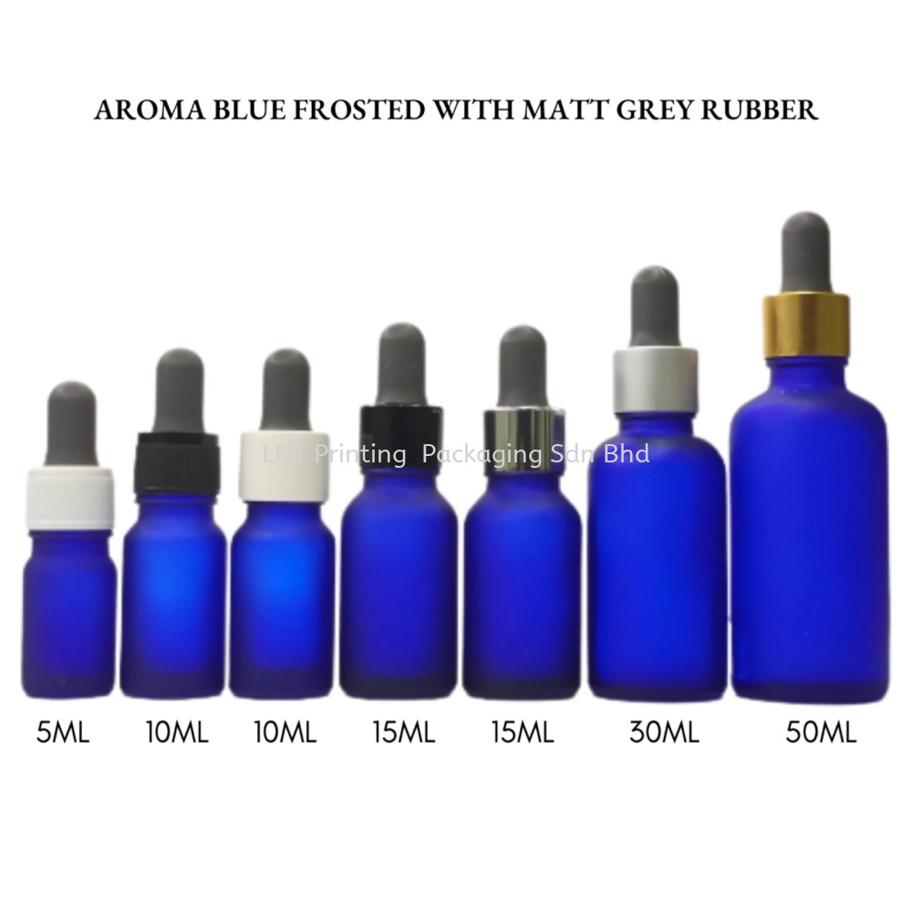 Aroma Blue Frosted Bottle with Matt Grey Rubber