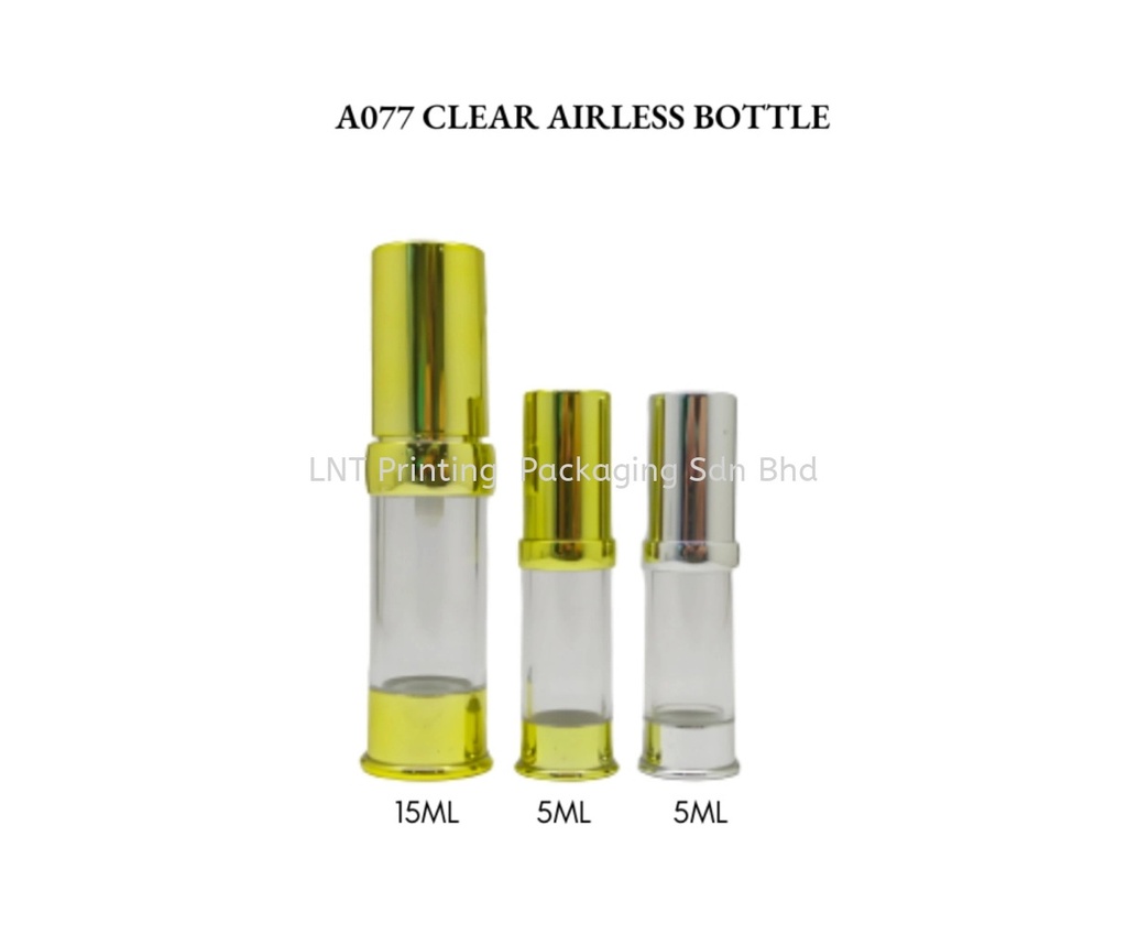 [Airless Bottle] A077 CLEAR AIRLESS BOTTLE WITH GOLD CAP