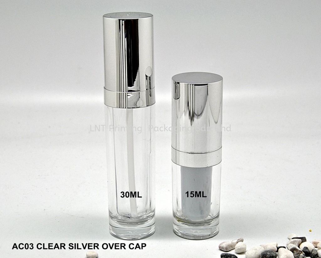 [Acrylic Bottle] AC03 CLEAR ACRYLIC BOTTLE WITH LIGHT SILVER CAP