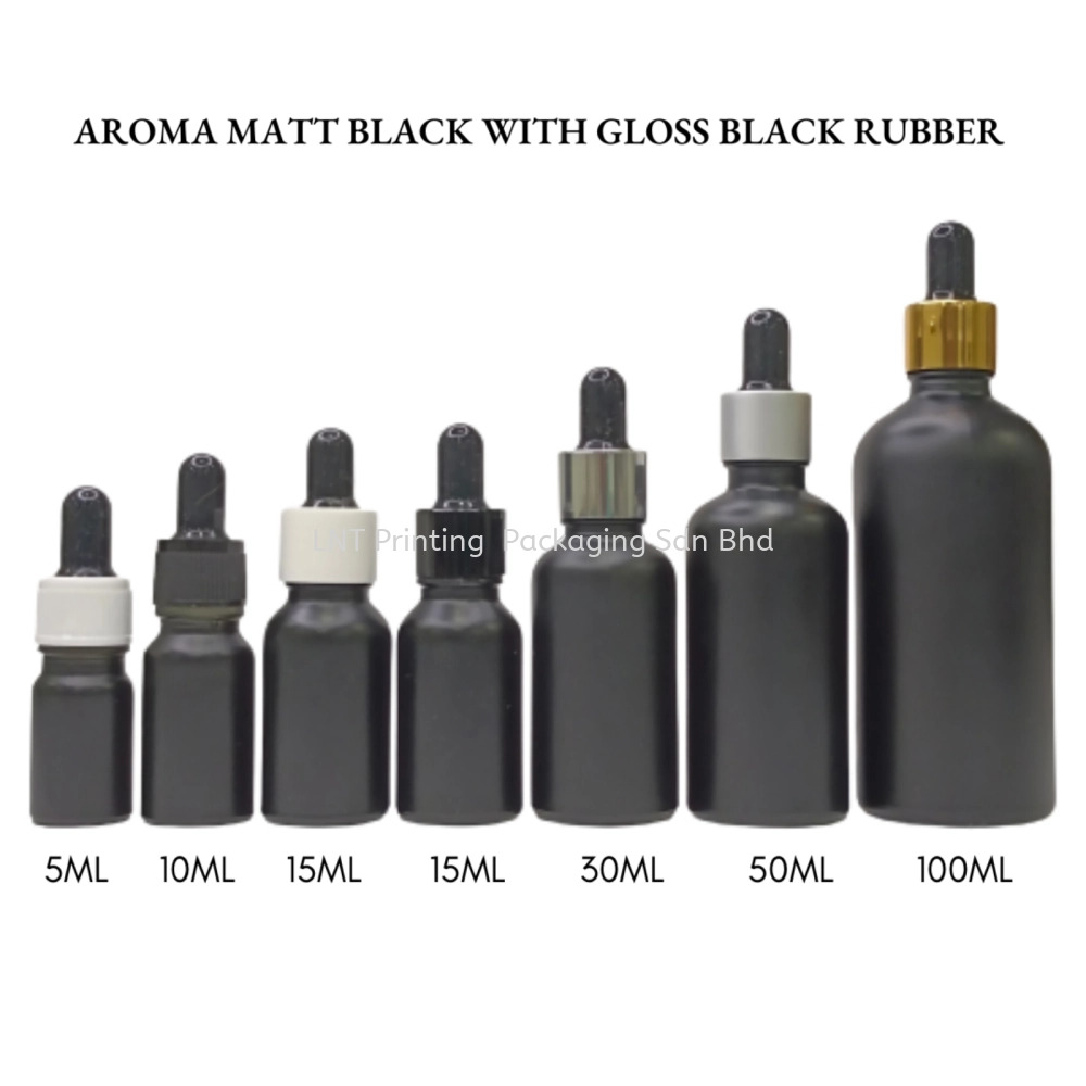 Aroma Matt Black Bottle with Gloss Black Rubber