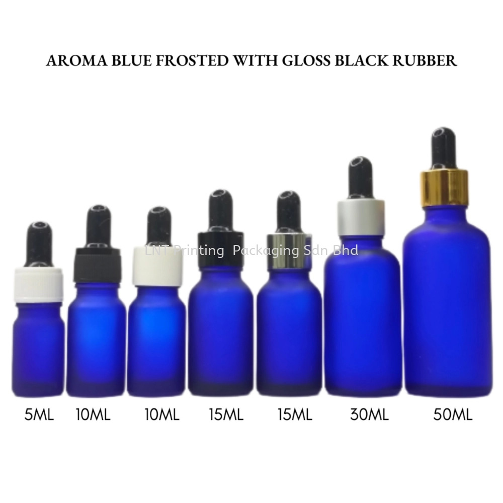 [Aroma Blue Frosted] Aroma Blue Frosted Bottle with Gloss Black Rubber