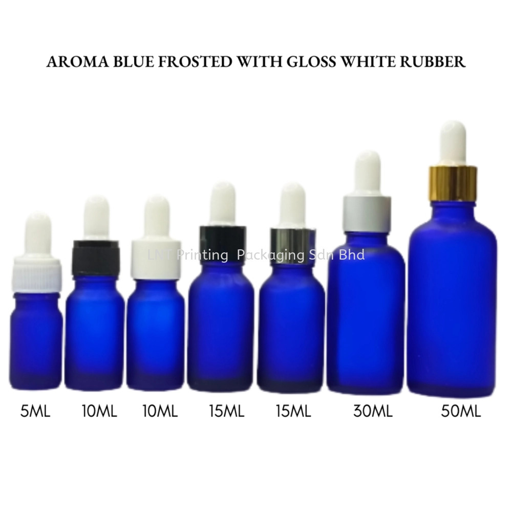 Aroma Blue Frosted Bottle with Gloss White Rubber