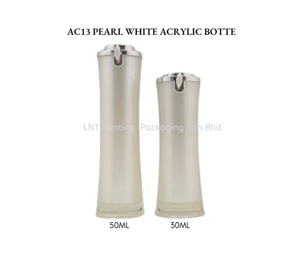 [Acrylic Bottle] AC13 PEARL WHITE ACRYLIC BOTTLE WITH SILVER PUMP