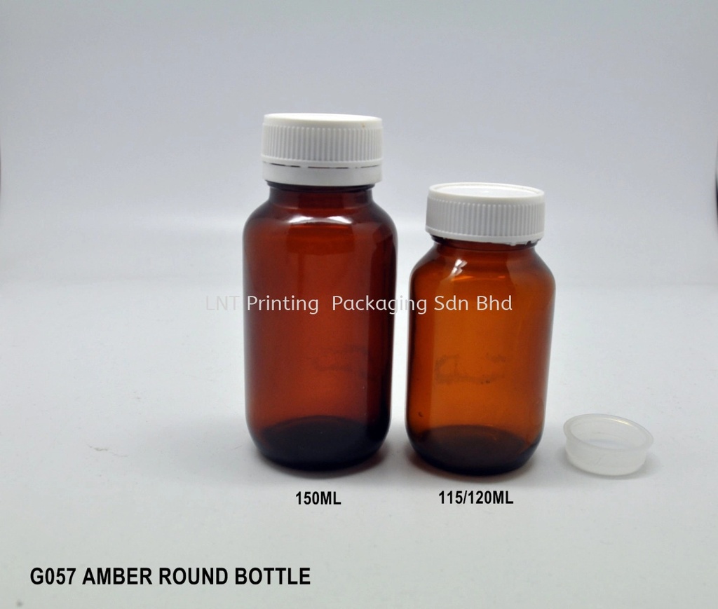 [Medicine Bottle & Eye Dropper] G057 AMBER ROUND BOTTLE