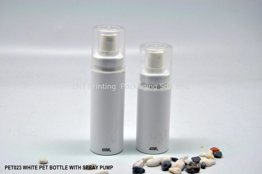 PET023 WHITE PET BOTTLE WITH SPRAY PUMP