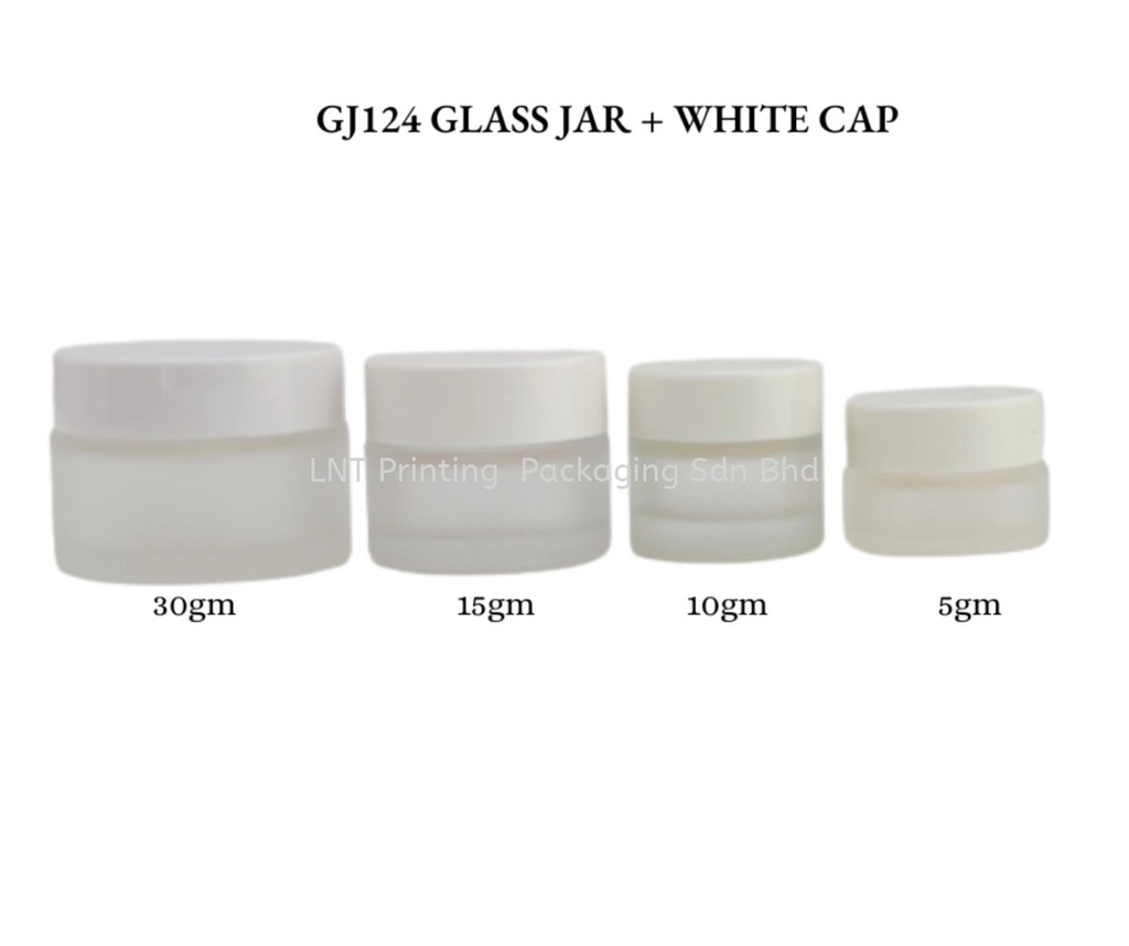 [Glass Jar] GJ124/Ml-W. 10gm-30gm Frosted Glass Jae With White Cap