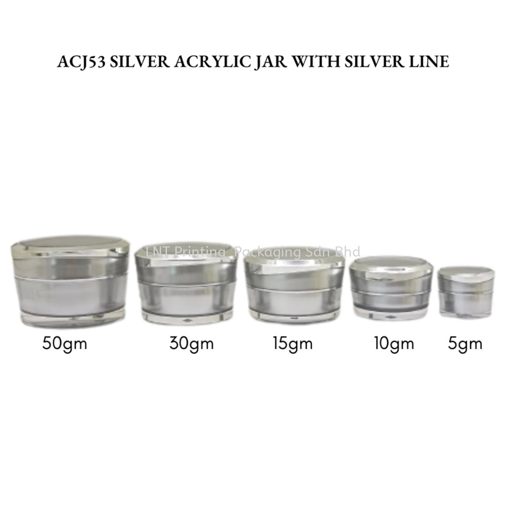 50gm Silver Acrylic Jar With Silver Line