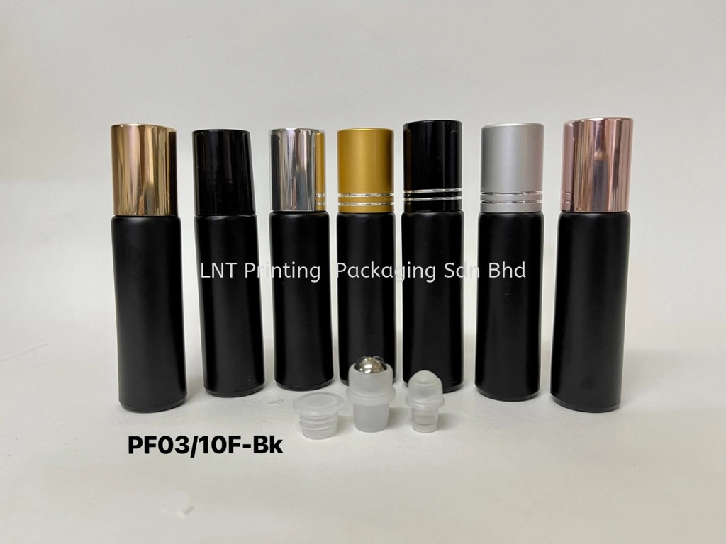 [Perfume Glass Bottle] 10Ml Frosted Black Bottle + Roll On + Cap