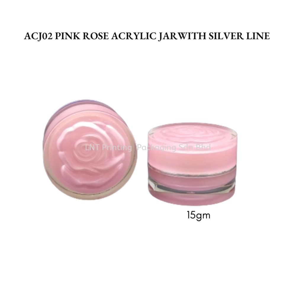 15g Pink Acrylic Jar +Pink Rose Cap+Silver Line