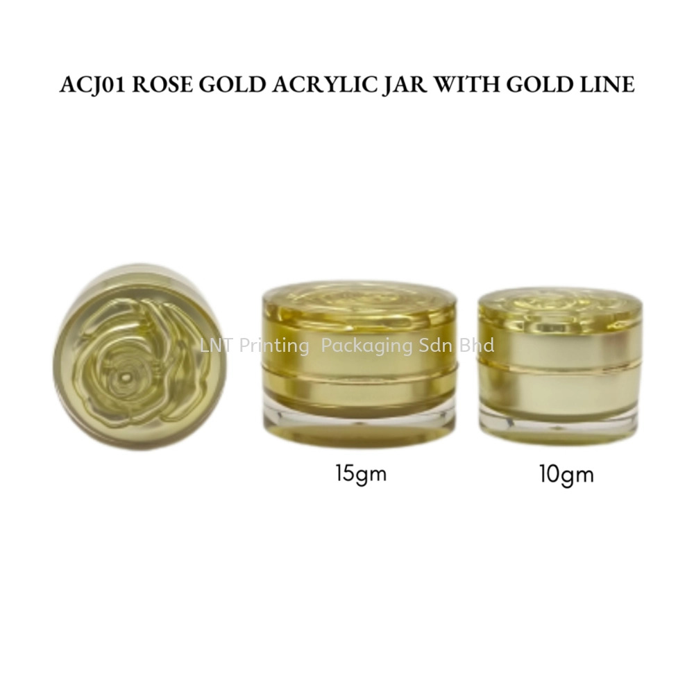 15gm/10g Gold Acrylic Jar+Rose Gold Cap + Gold Line