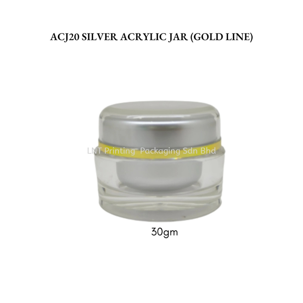 30gm SILVER  Acrylic Jar With Gold Line