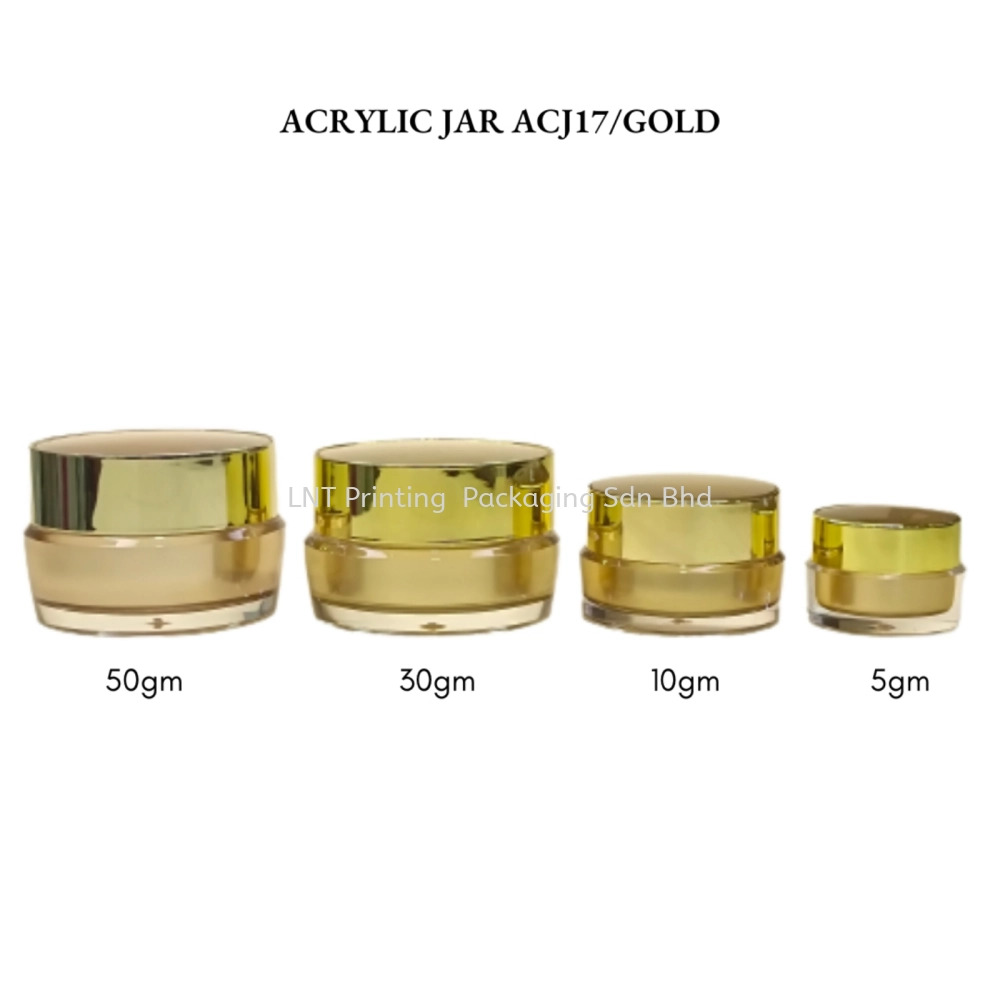 5,10,15,30gm Gold Acrylic Jar With Light Gold Cap