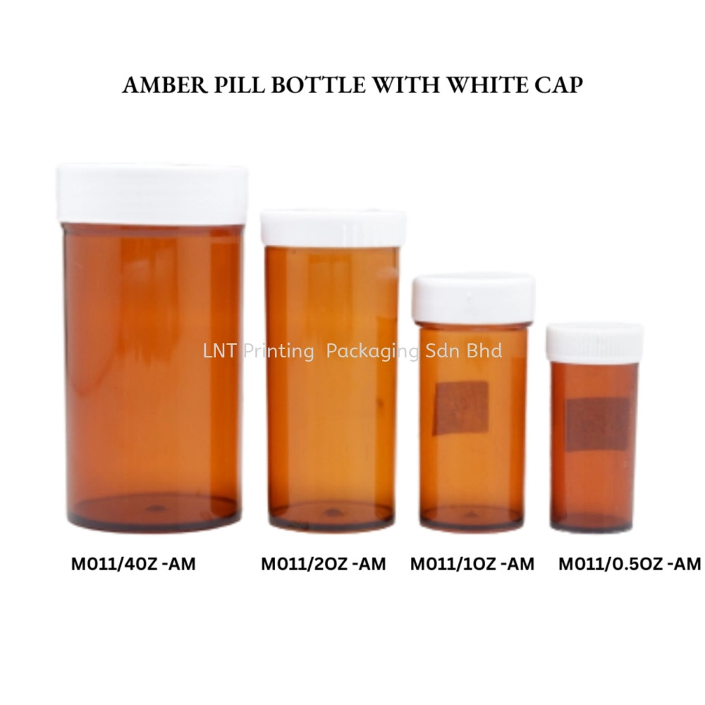 Amber Pill Box With White Cap