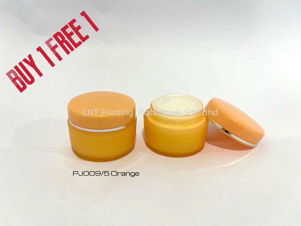 5gm Orange Plastic Jar With Silver Line