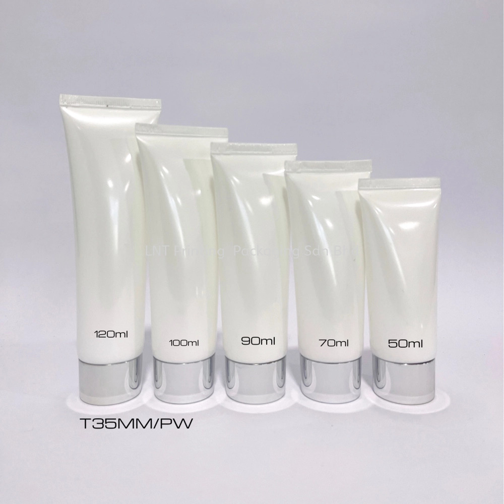 [T35MM Soft Tube] 35MM Pearl White Soft Tube With Silver Screw Cap
