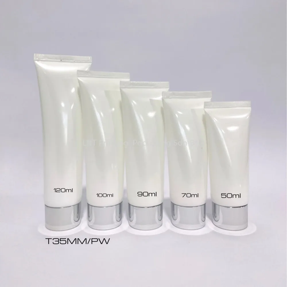 [T35MM Soft Tube] 35MM Pearl White Soft Tube With White Screw Cap