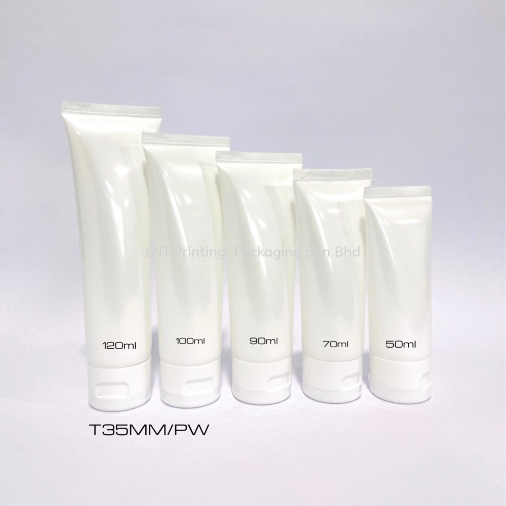 [T35MM Soft Tube] 35MM Pearl White Soft Tube With White Screw Cap