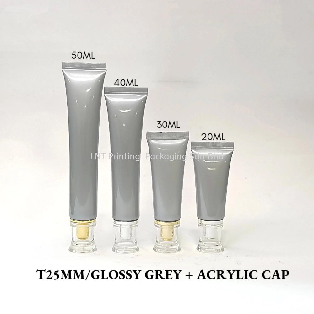 [T25MM Grey Soft Tube] T25MM GLOSSY GREY WITH ACRYLIC CAP