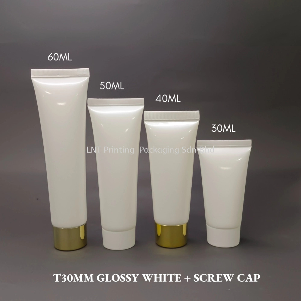 [T30MM Pearl White Soft Tube] T30MM Pearl White Soft Tube With Screw Cap